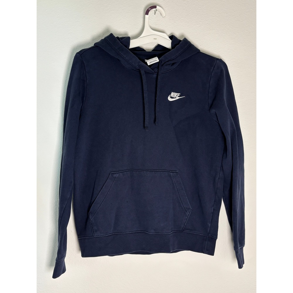 Nike Sportswear Club Fleece Hoodie Navy Blue Embroidered Logo Sweatshirt XL